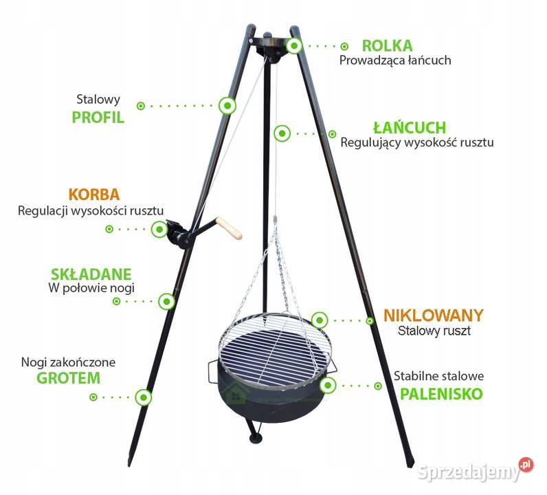 GRILL TRÓJNÓG OGRODOWY 180 RUSZT NIERDZEWNY 58 Szpetal Górny