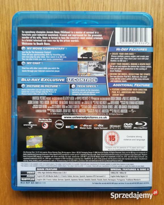 Death Race Wyścig Śmierci Bluray DVD En 2008 Parzęczew