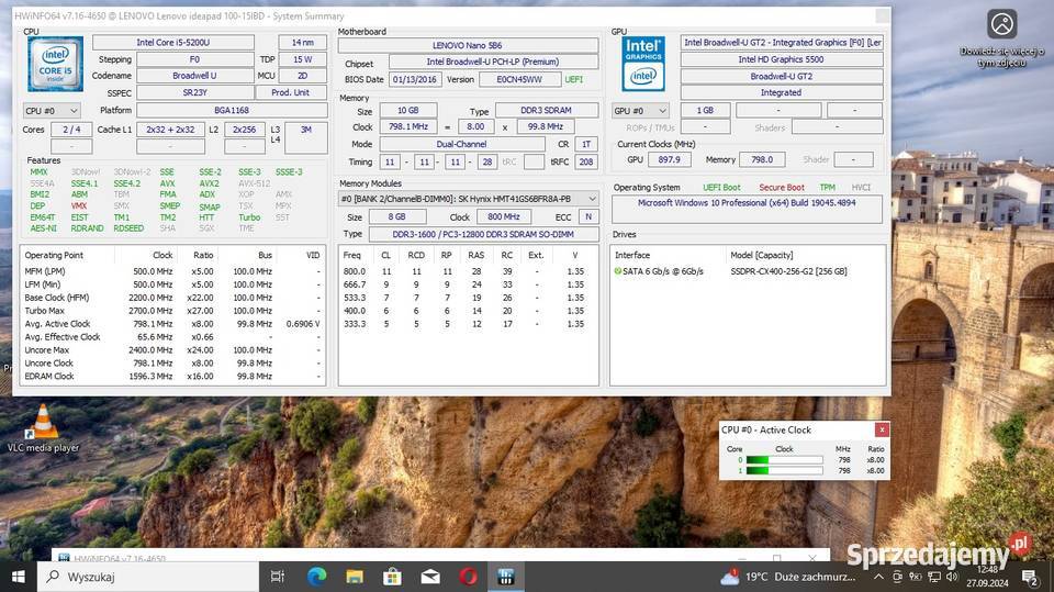 Lenovo Ideapad 100 i5 5200U 10GbDDR 256SSD Ćmielów sprzedam