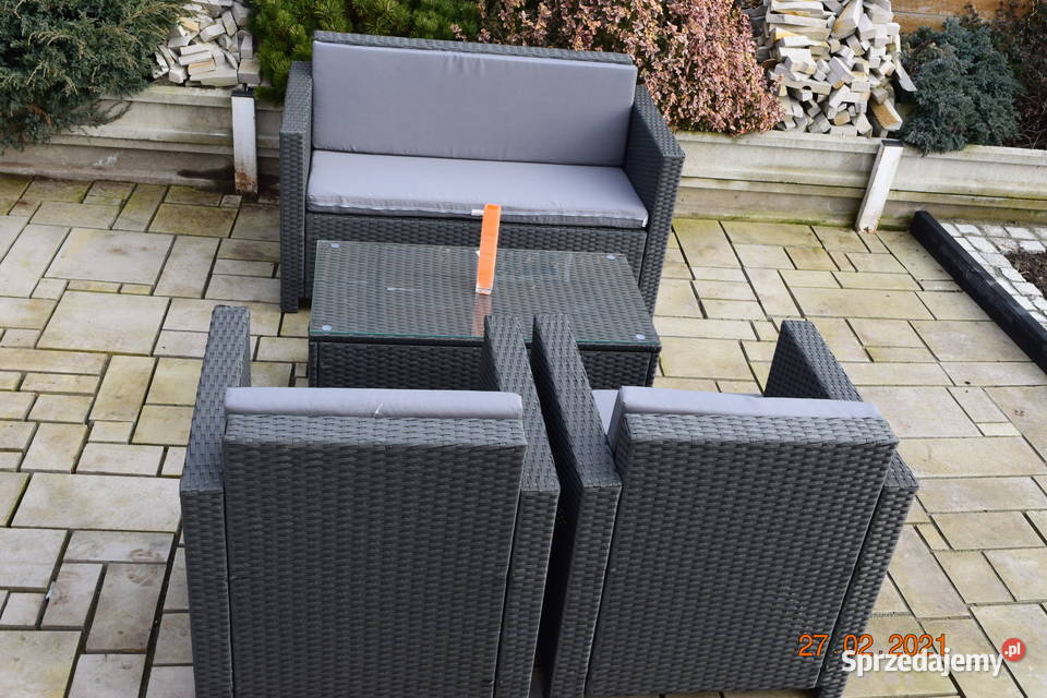 Zestaw kawowy technorattan szary sofa 2osobx2 Bosutów sprzedam