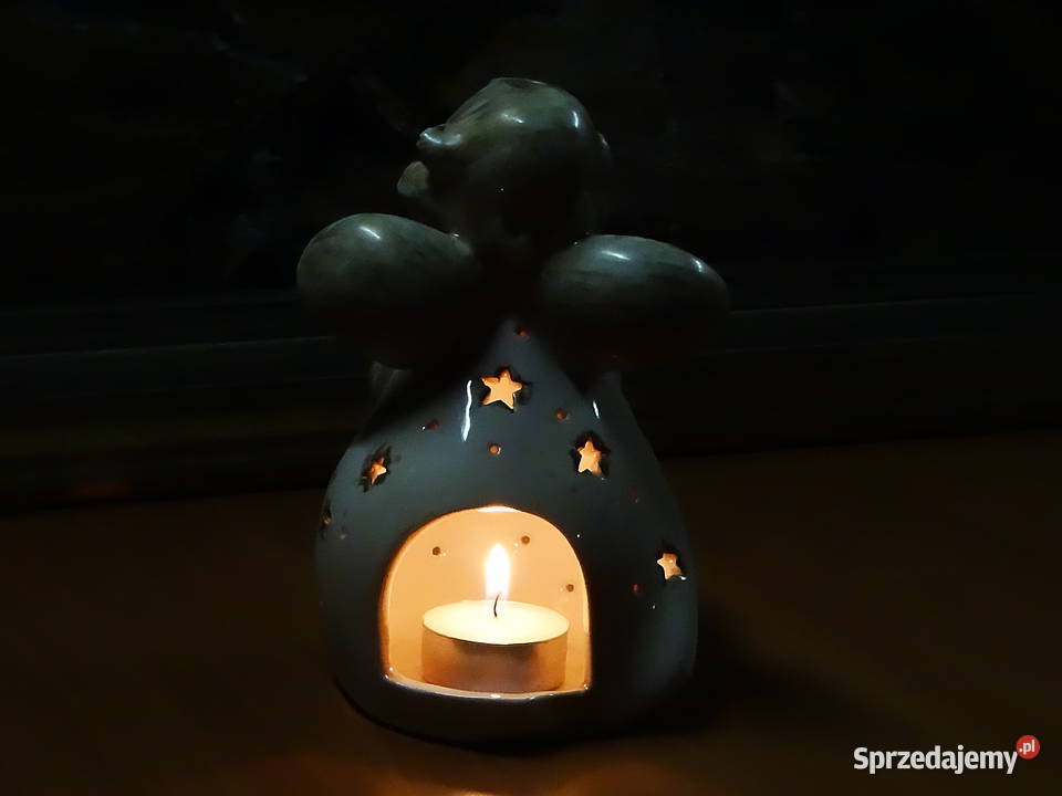 Ceramiczna świecąca figurka anioła Figurki i rzeźby Biłgoraj sprzedam