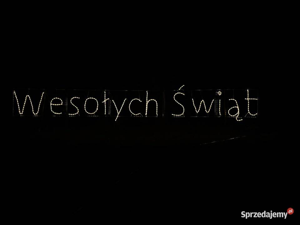 Napis WESOŁYCH ŚWIĄT LED 2D w ramce Iluminacja Pozostałe Gdów sprzedam