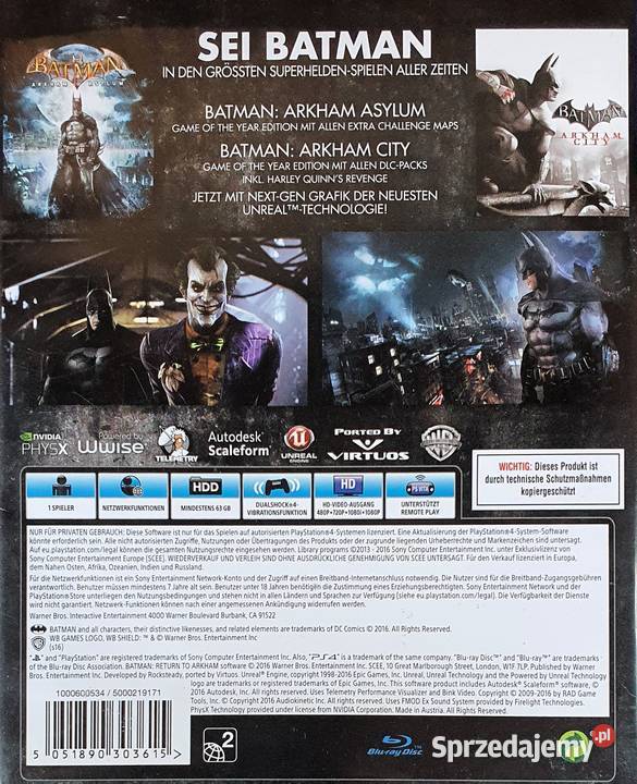 BATMAN RETURN TO ARKHAM PLAYSTATION 4 akcja małopolskie sprzedam