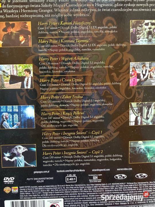 Pakiet Harry Potter pełna kolekcja filmów 8 DVD DVD i Blu-ray Warszawa sprzedam