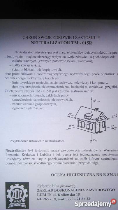 Neutralizator radiestezyjny mazowieckie Warszawa