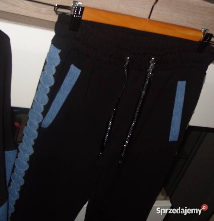 TATU bawełniany dres z dodatkiem jeansu cyrkonie Inny wzór
