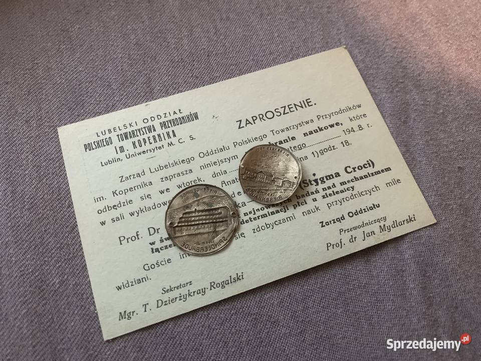 Zaproszenie naukowe Lublin uniwersytet MCS 1948 Łowicz sprzedam