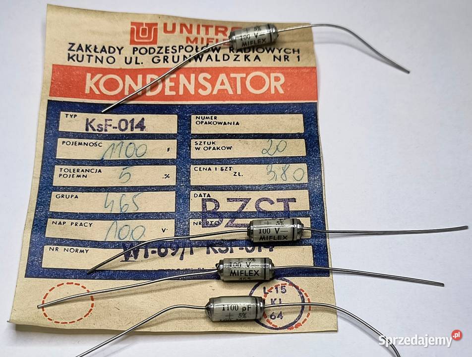 Kondensator 1100pF 11nF 100V KsF014 Unitra pomorskie Gdańsk sprzedam