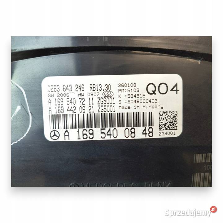 LICZNIK ZEGARY A1695400848 Mercedes W169 20 CDI lubelskie Chełm sprzedam