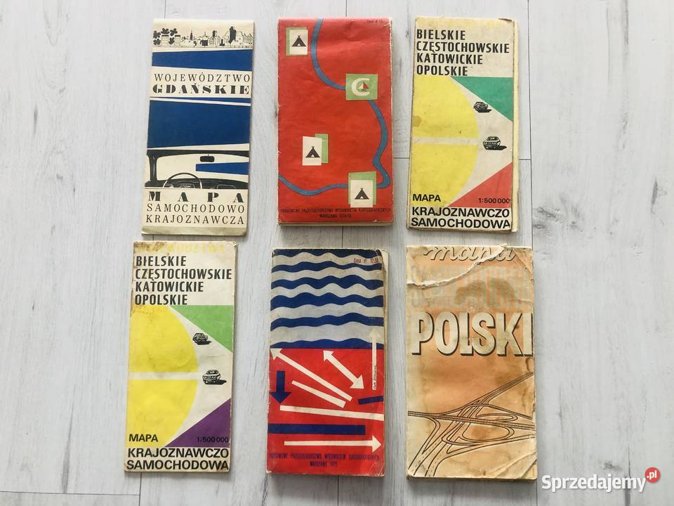 Mapa samochodowa Polski 1967 PRL łódzkie Łódź