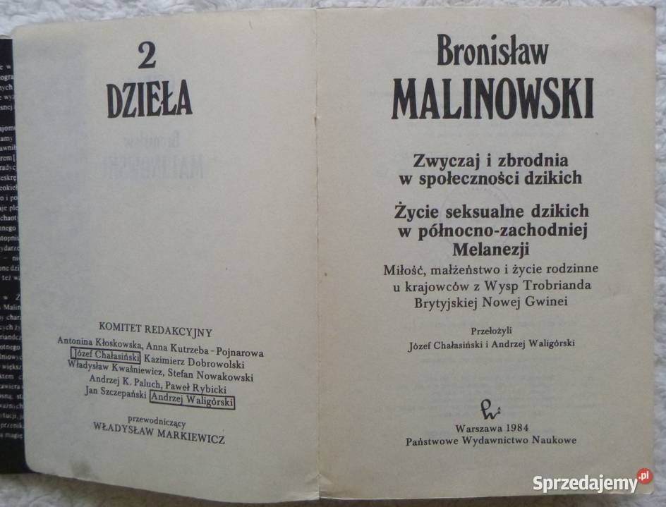 Zwyczaj i zbrodnia Życie seksualne dzikich B Warszawa