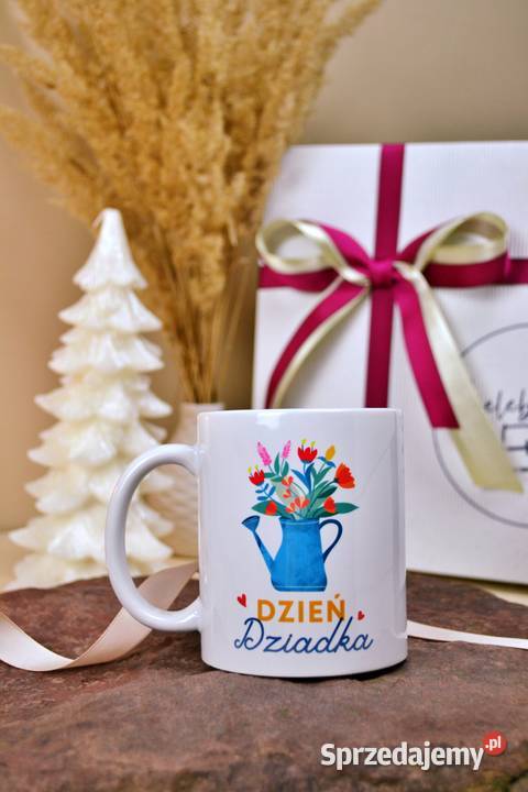 Kubek ceramiczny z nadrukiem DZIADKA biały Otrębusy