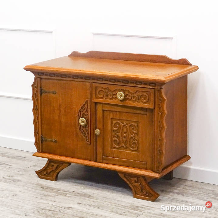 DĘBOWA KOMODA na nóżkach ZDOBIONA komoda z 75cm Kalisz