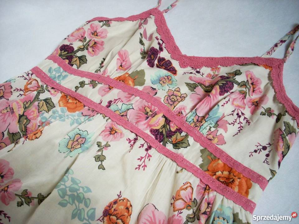 PAPAYA Letnia Sukienka Falbany Bawełna 44 XXL bez rękawa małopolskie Nowy Sącz