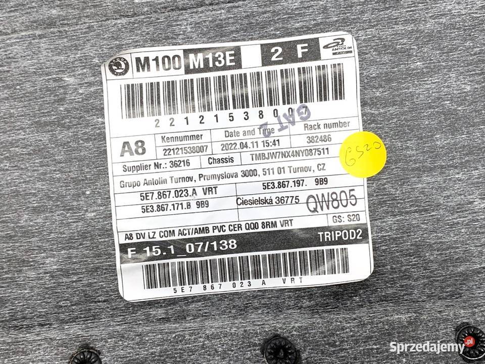 BOCZEK DRZWI LEWY TYŁ SKODA OCTAVIA IV Kombi podkarpackie