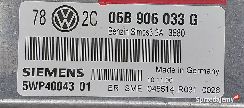 KOMPUTER STEROWNIK SILNIKA VW PASSAT B5 20 8V Mielęcin sprzedam