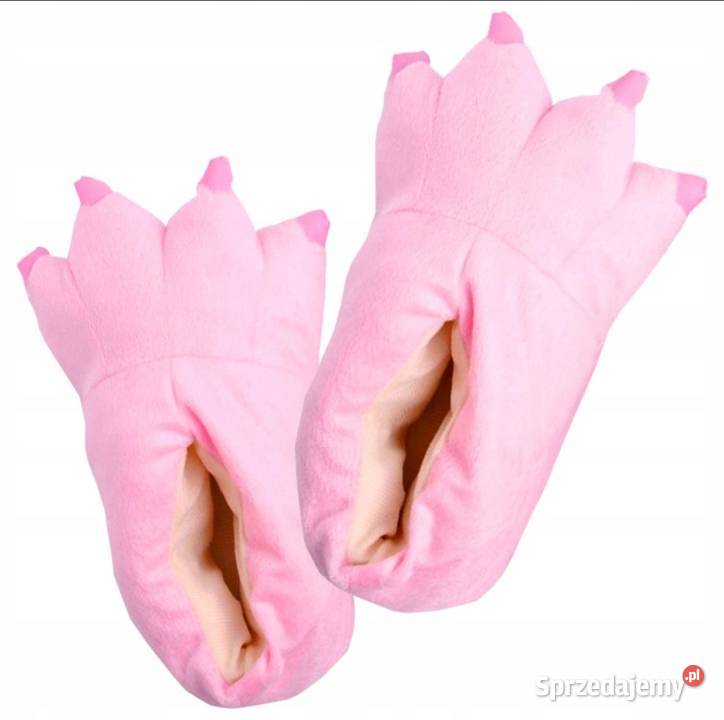 różowe pluszowe kapcie w kształcie łap z Żary
