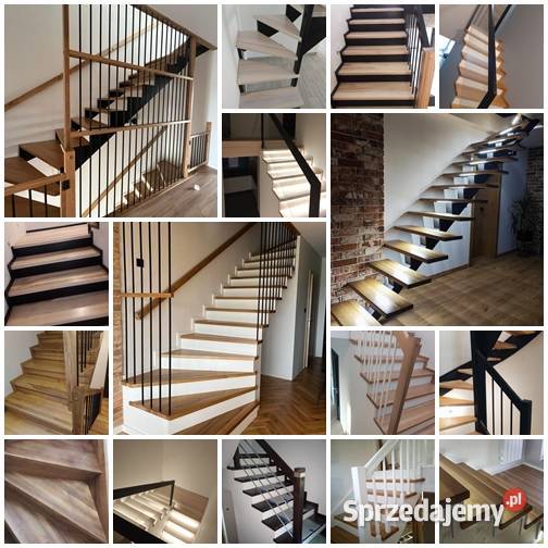 Schody drewniane dąb jesion belko stalowe Kraków