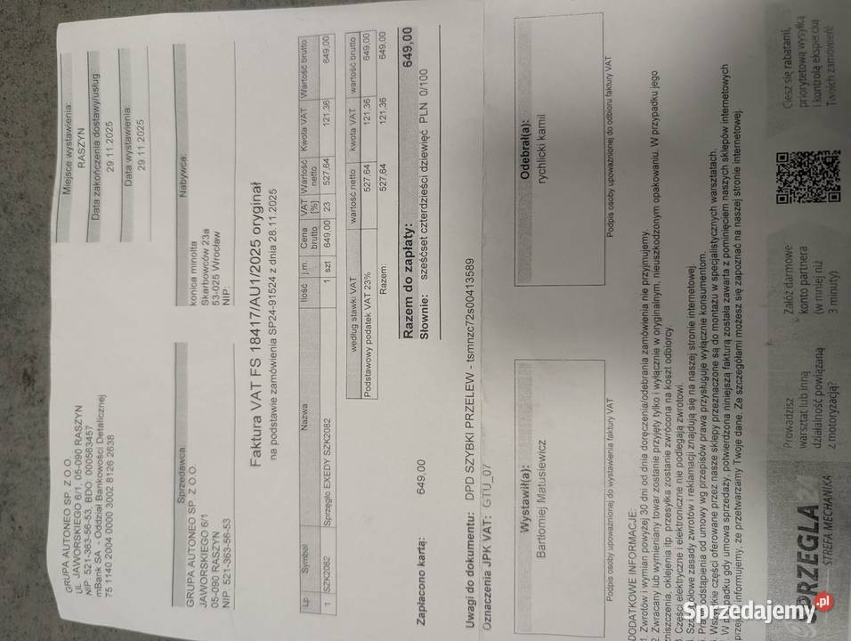 Kompletne sprzęgło Exedy 2082 Suzuki Swift Wrocław