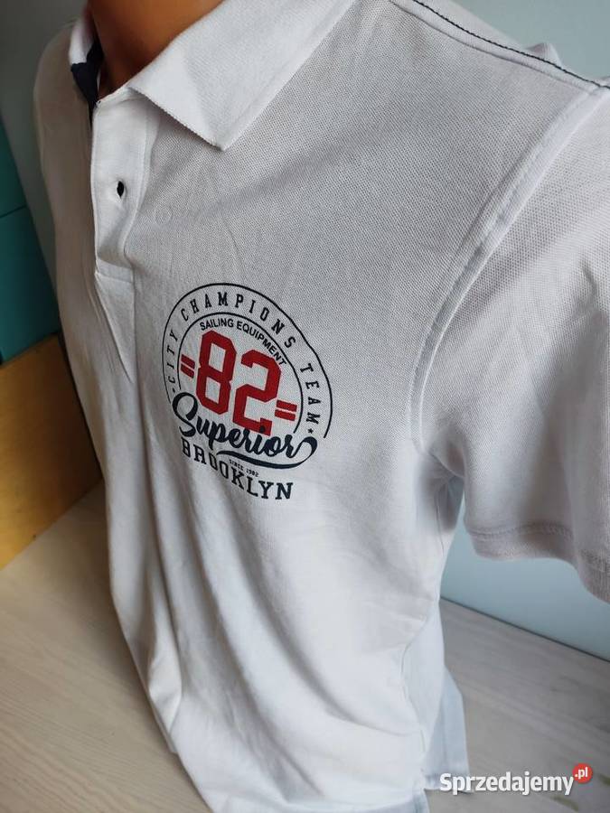 Koszulka polo biała SU Straight Up NOWA Odzież codzienna Głuchołazy