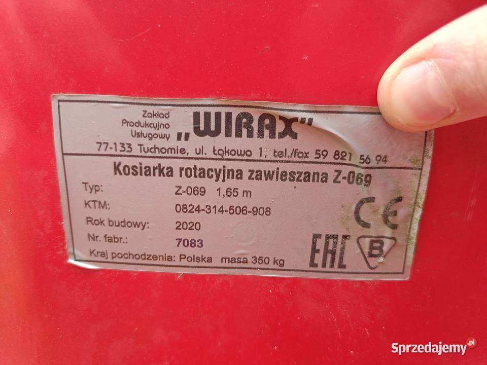 Kosiarka rotacyjna Wirax 165 lubelskie Żyrzyn