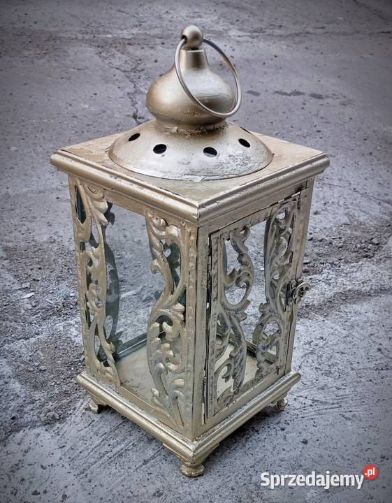 Złoty lampion metalowy ozdobny 42 wysokość Gorzów Wielkopolski