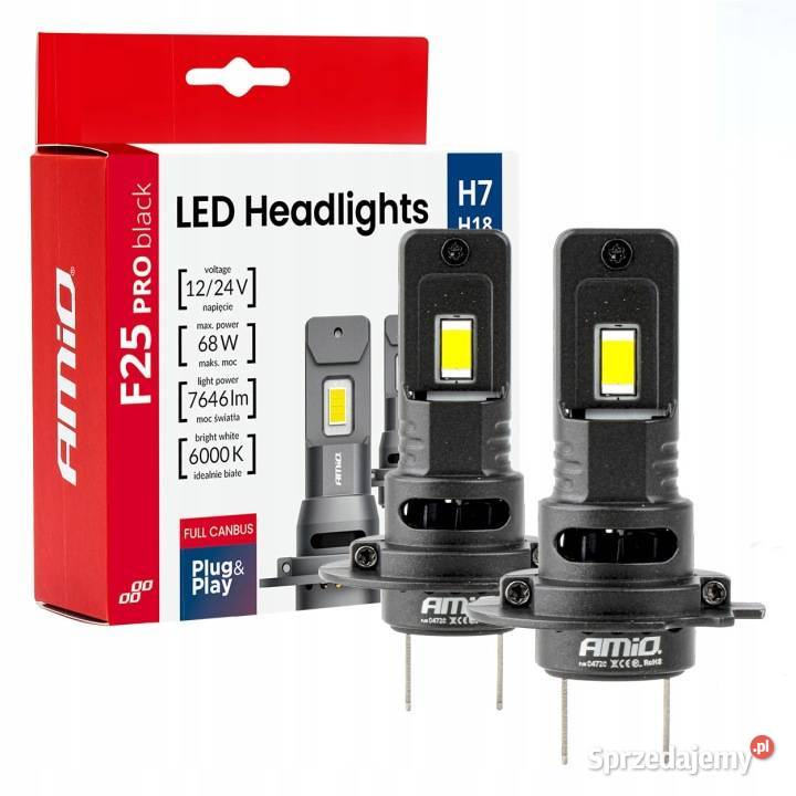 ŻARÓWKI LED AMIO H7 H18 F25 PRO BLACK FULL Gniezno