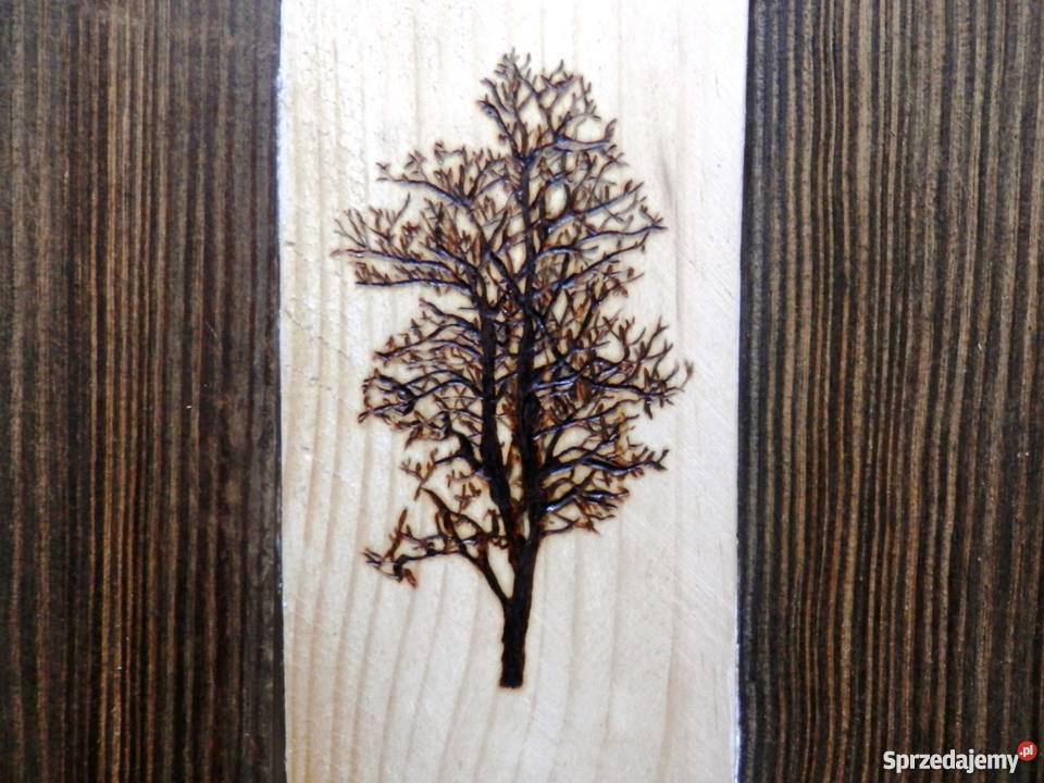 Obraz czarnobiały ręcznie wykonany Motyw LAS Szczecinek