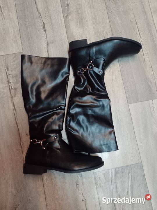 43 Czarne zdobione Kozaki oficerki biznesowe Kraków