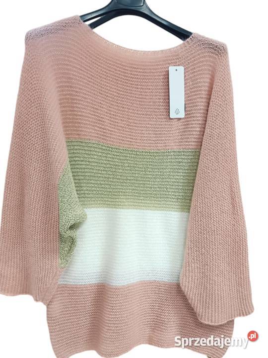 Stylowy ciepły sweter puszysty złota nitka łódzkie Pątnów