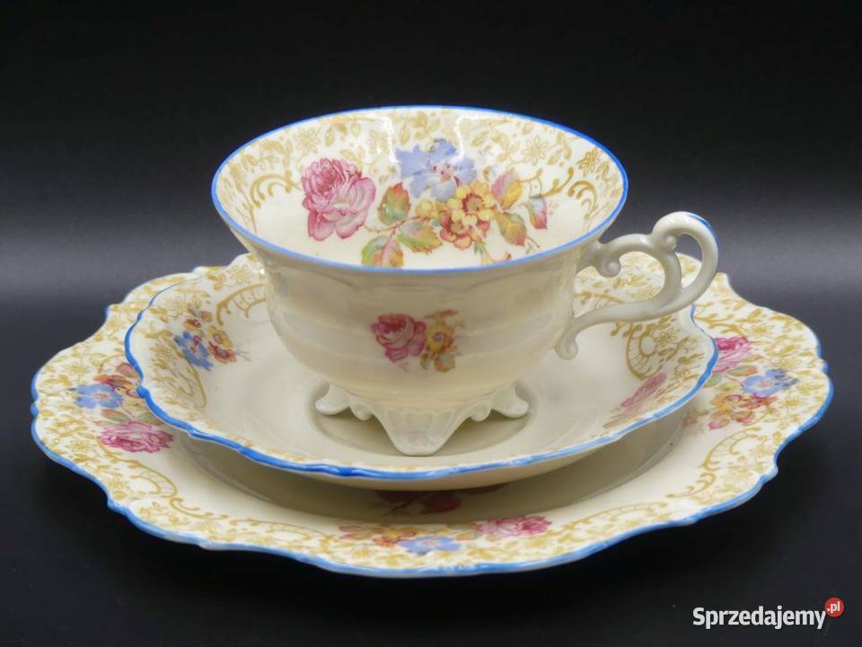 Urokliwe trio Tułowice Tillowitz stan witrynowy Porcelana i szkło Poznań sprzedam