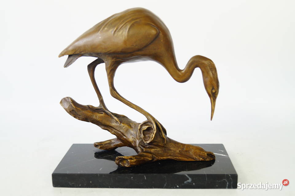 Figura z brązu czapla żuraw rzeźba prezent Gizałki sprzedam