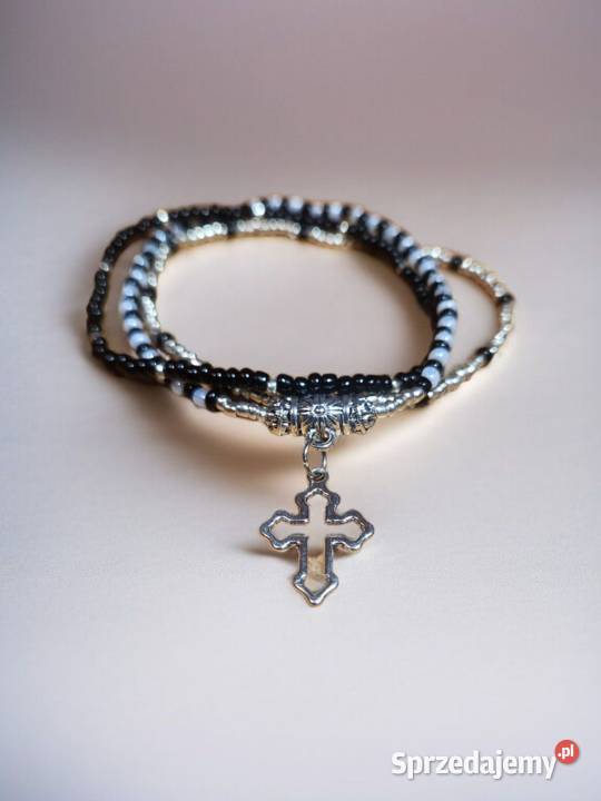 Bransoletka z koralików 3 warstwowa z zawieszka