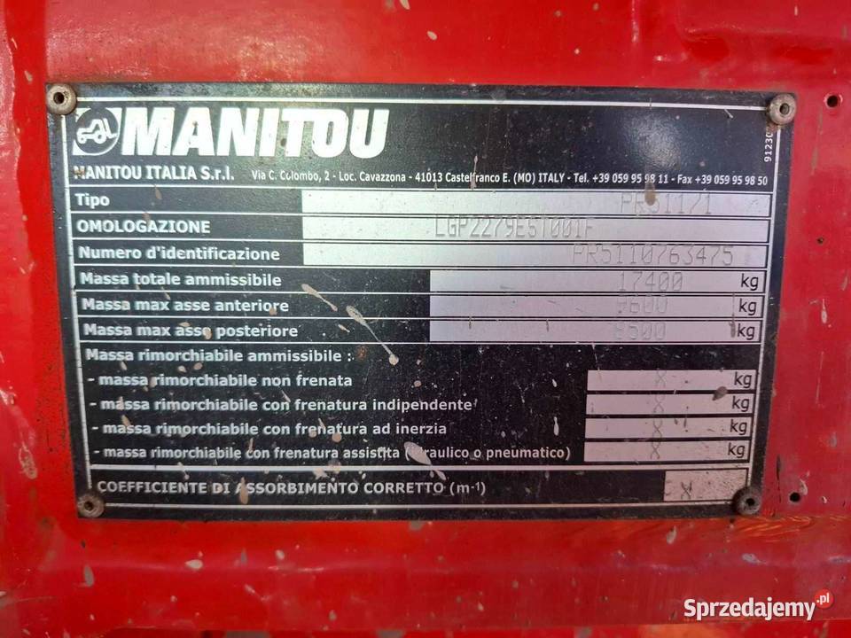 MANITOU MRT 2150 PRIVILEGE 2012 Rok produkcji 2012 mazowieckie Warszawa sprzedam