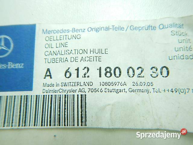 PRZEWÓD OLEJU SKRZYNI MERCEDES W163 ORGINAŁ zASO osobowe