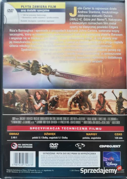 John Carter DVD Taylor Kitsch Willem Dafoe Łódź
