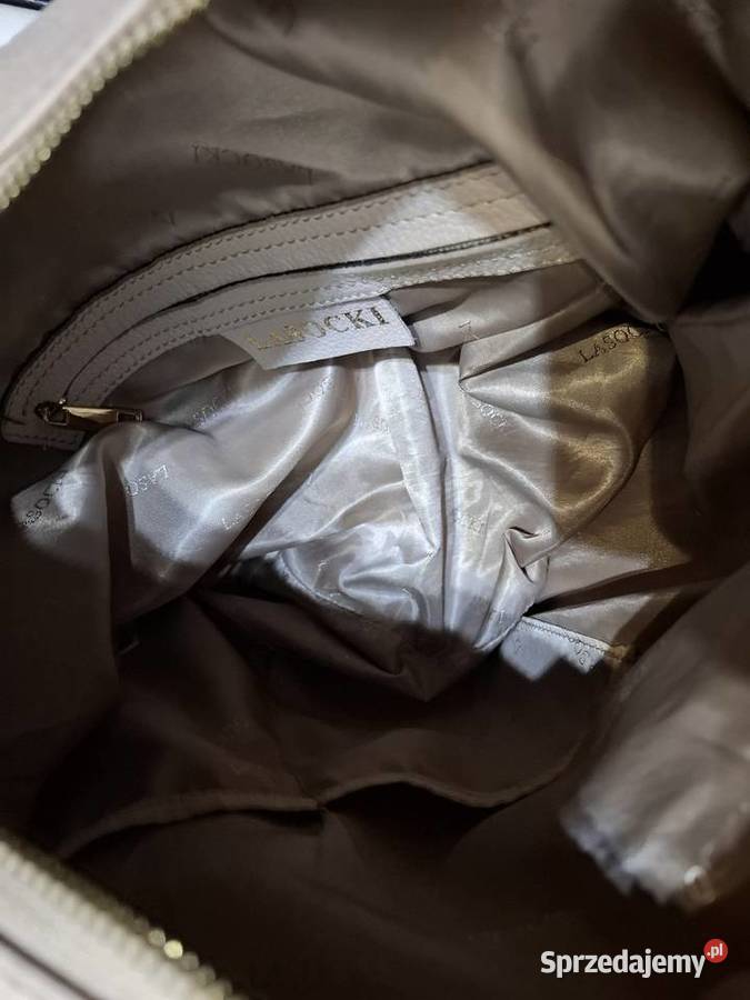 Skórzana torebka Lasocki duża beżowa hobo Kraków