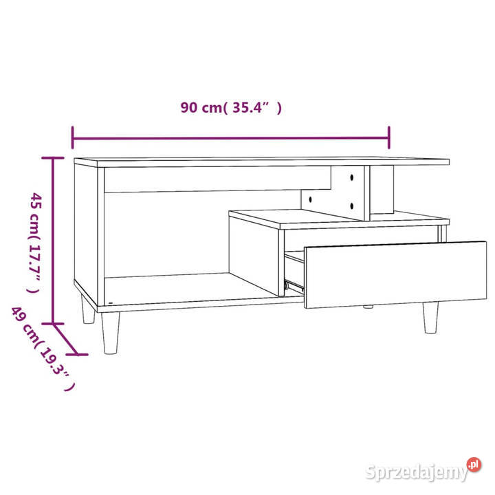 Stolik kawowy brązowy dąb 90x49x45 materiał mazowieckie Warszawa