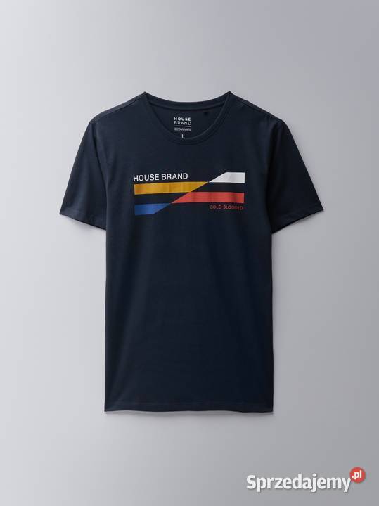 granatowy tshirt męski z nadrukiem House 