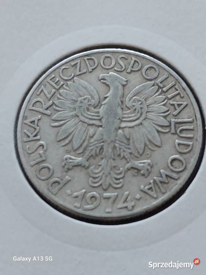 5 Złotych Rybak 1974 r płaska data rzadkość Konin