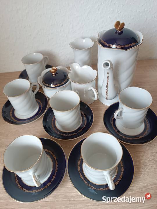 Porcelanowy kobaltowy zestaw GDR Gorlice