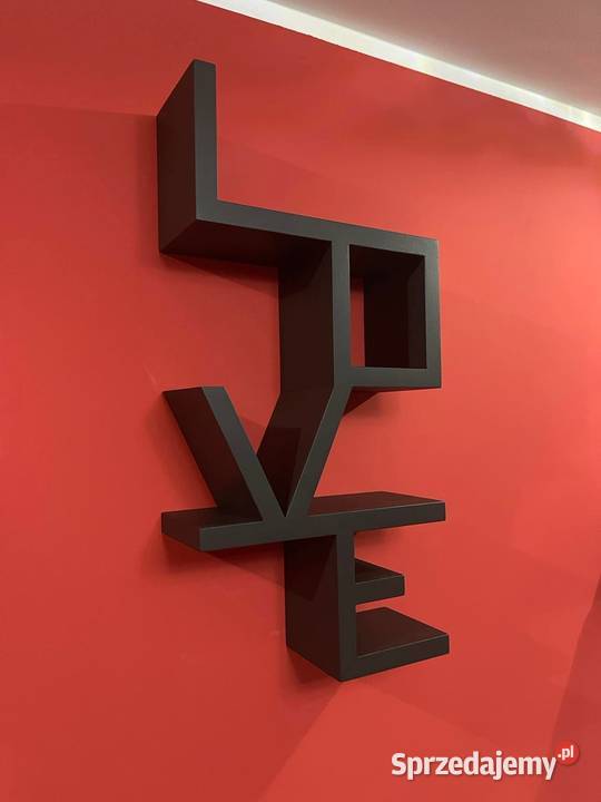 LOVE półka drewniana wisząca czarna biała i inne Dębica