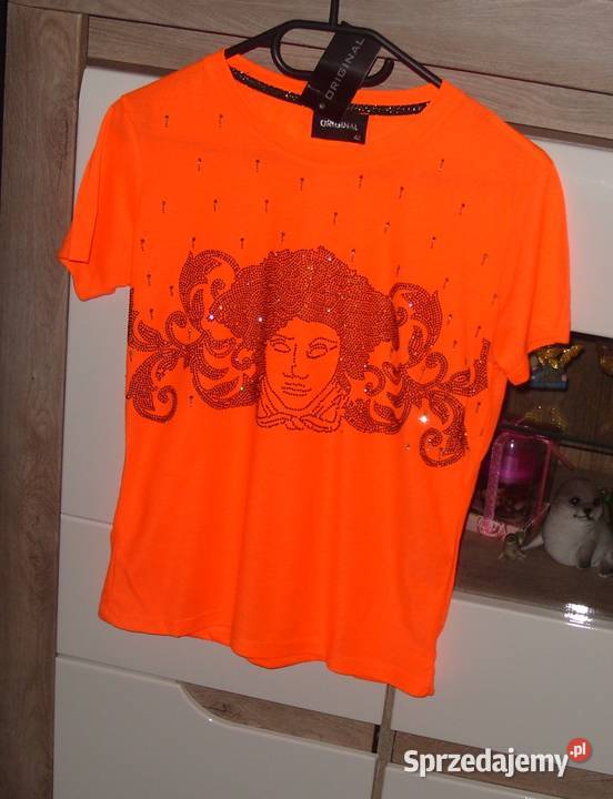 Neonowy pomarańcz bluzeczka T SHIRT z twarzą Rawicz sprzedam