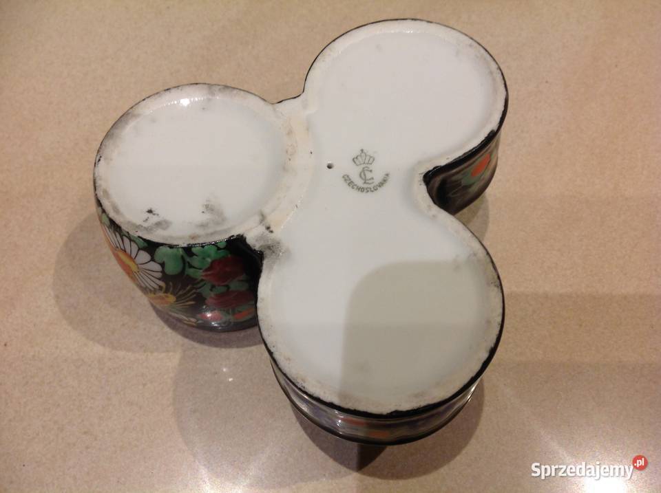 Stary Czeski Przyprawnik Porcelanowy Ręcznie Nowa Sól