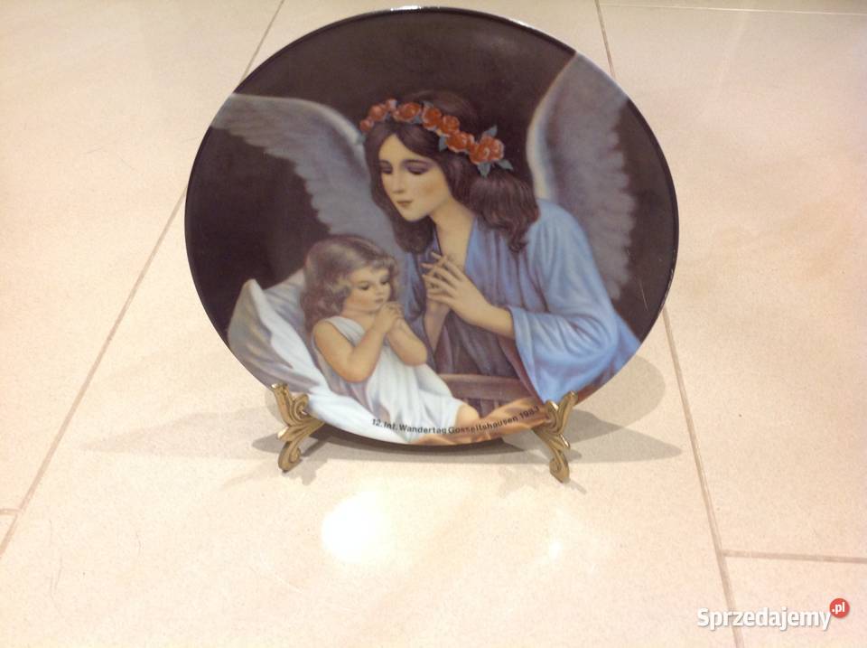 Stary Talerz Porcelanowy Anioł modlący się z Nowa Sól
