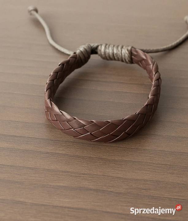 Bransoletka pleciona skórzana regulowana Bytom