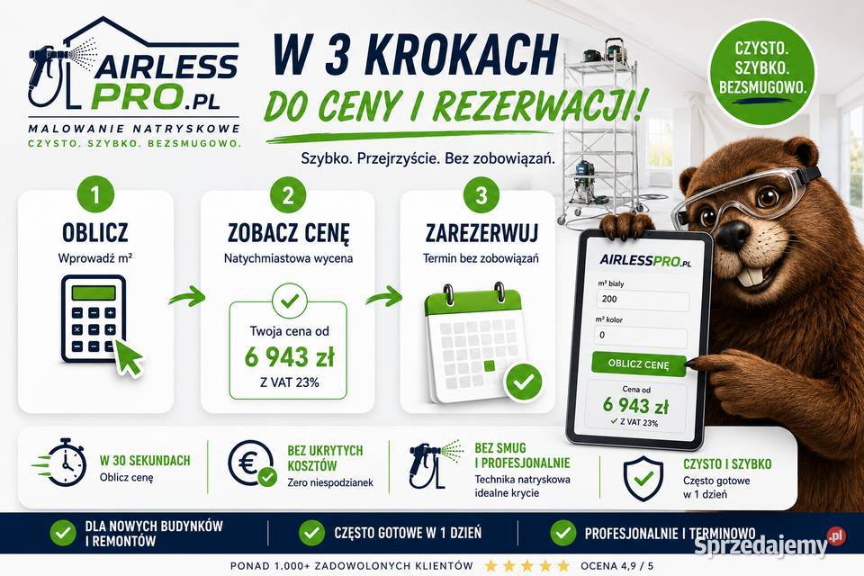 Malowanie natryskowe tynkach Ściany i sufity Pilzno