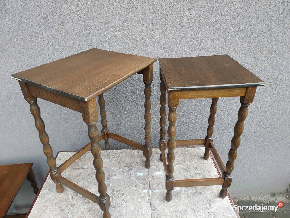 Małe podręczne stoliki dębowe trojaki zestaw 3 Tczew sprzedam