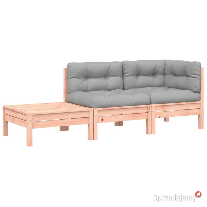 Sofa ogrodowa z poduszkami i podnóżkiem drewno Warszawa