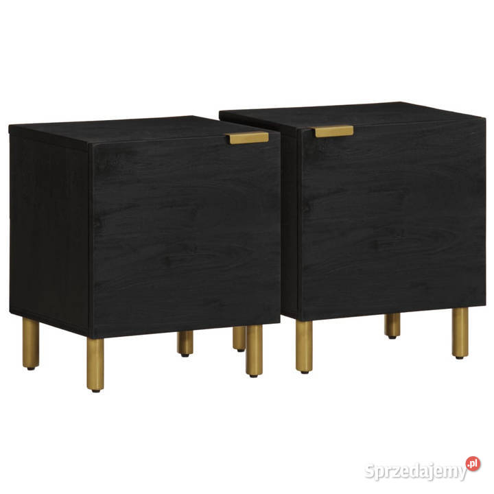 Szafki nocne czarne 2 40x33x46 lite drewno mango